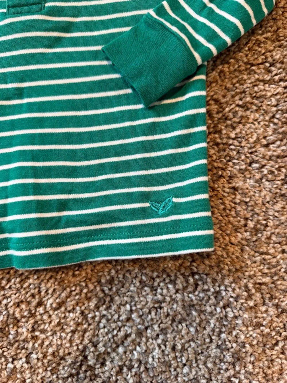 PETITE PLUME Pima Cotton Green & White Stripe Pajama Set